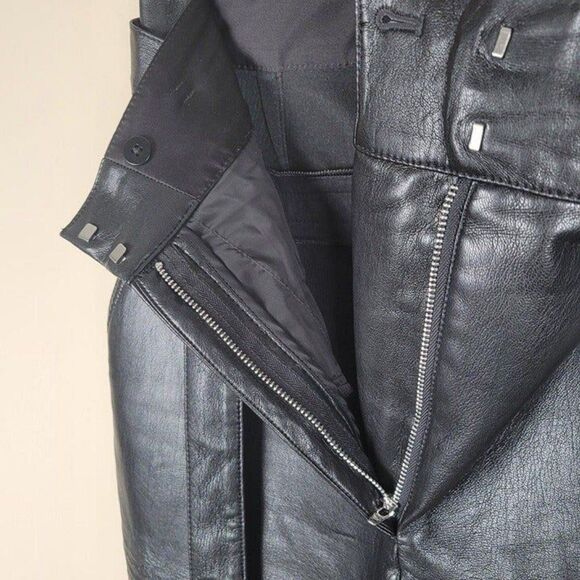 Babaton x Aritzia Vegan Leather Belted Pants Tie Front Cropped High Rise Black 6 - Picture 9 of 12